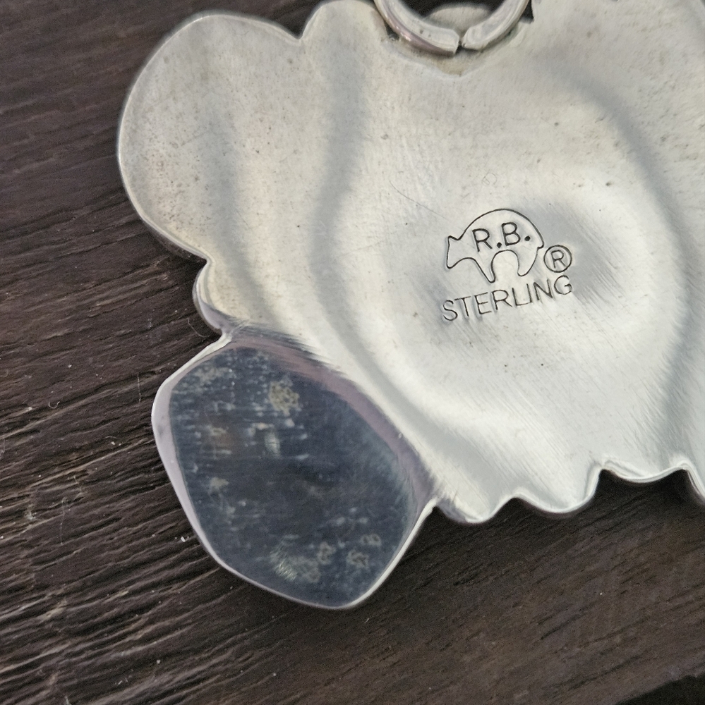 Navajo GORGEOUS Sterling Pendant with Turquoise & other stones Stamped RS - Picture 4 of 4